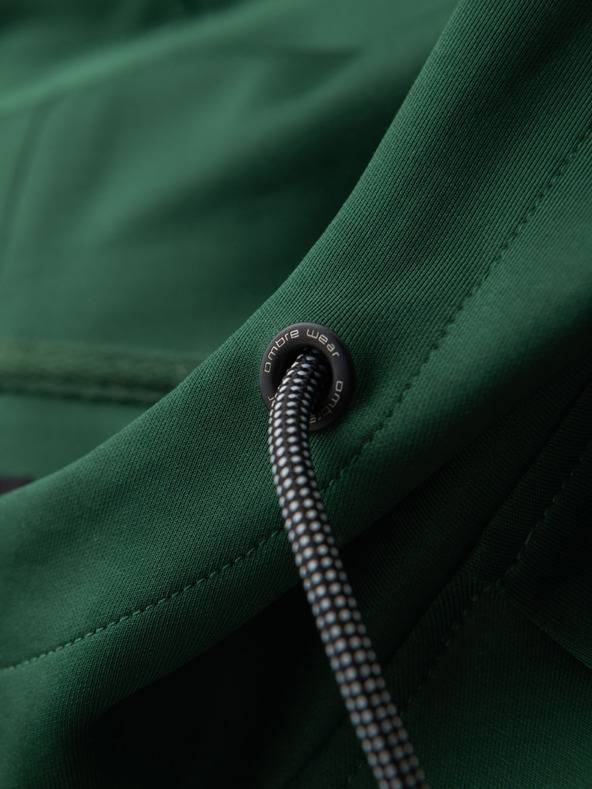 Ombre Clothing Pánska rozopínacia mikina s kapucňou a lemovaním - tmavo zelená