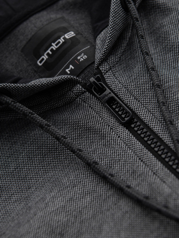 Ombre Clothing Pánska mäkko štruktúrovaná mikina s kapucňou - čierna