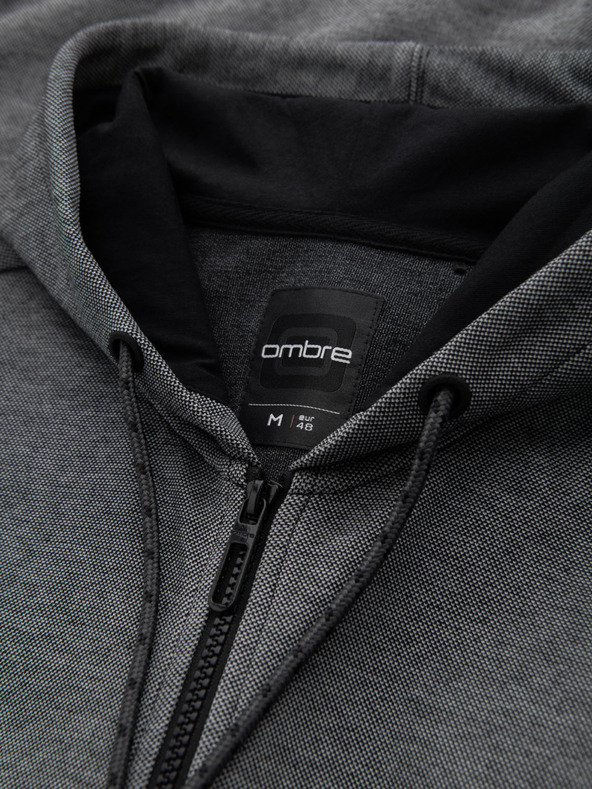 Ombre Clothing Pánska mäkko štruktúrovaná mikina s kapucňou - čierna