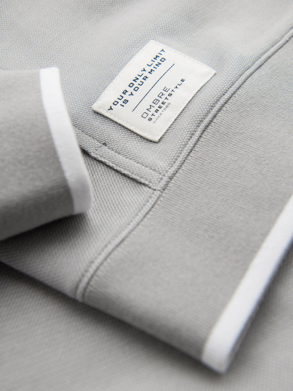 Ombre Clothing Pánska mäkko štruktúrovaná mikina s kapucňou - sivá