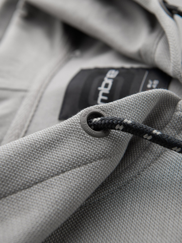Ombre Clothing Pánska mäkko štruktúrovaná mikina s kapucňou - sivá