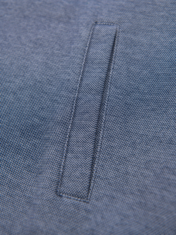 Ombre Clothing Pánska pletená bunda bomber - tmavo modrá