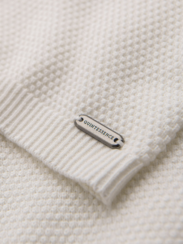 Ombre Clothing Pánske pletené tričko s jemnou textúrou - biele