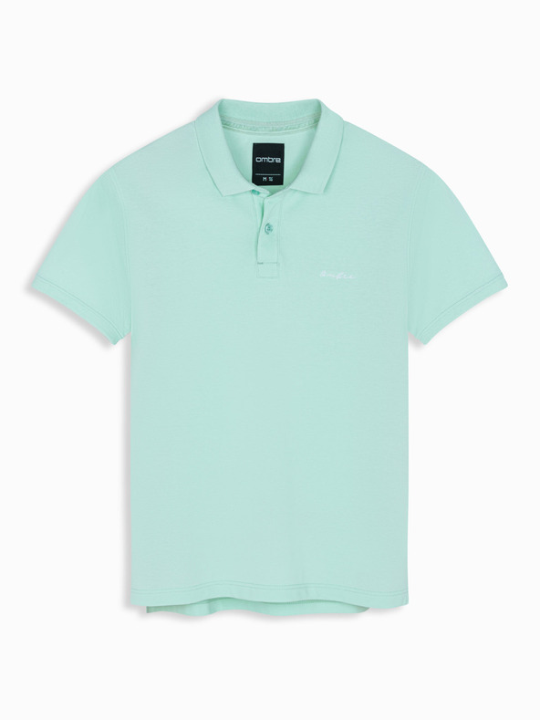 Ombre Clothing Bavlnená polokošeľa z piké úpletu - mätová
