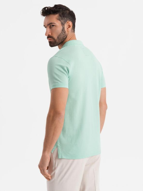 Ombre Clothing Bavlnená polokošeľa z piké úpletu - mätová