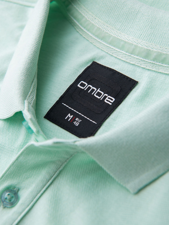 Ombre Clothing Bavlnená polokošeľa z piké úpletu - mätová