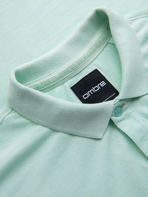 Ombre Clothing Bavlnená polokošeľa z piké úpletu - mätová
