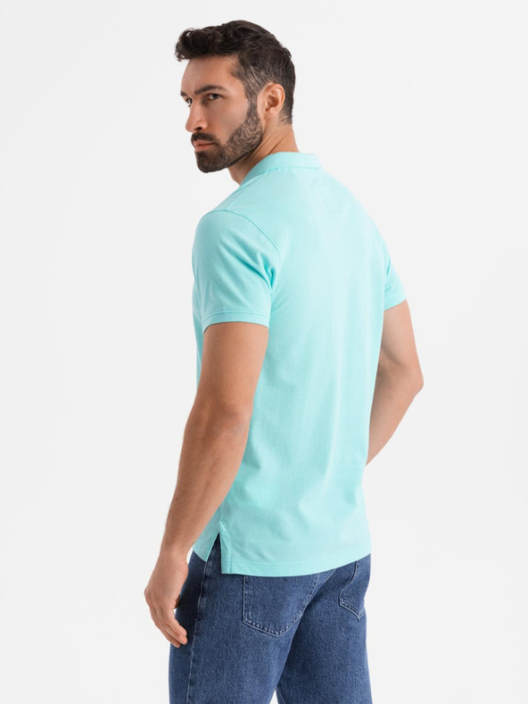 Ombre Clothing Bavlnená polokošeľa z piké úpletu - modrá