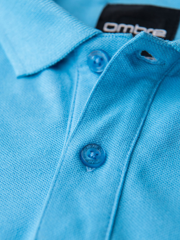 Ombre Clothing Bavlnená polokošeľa z piké úpletu - svetlomodrá