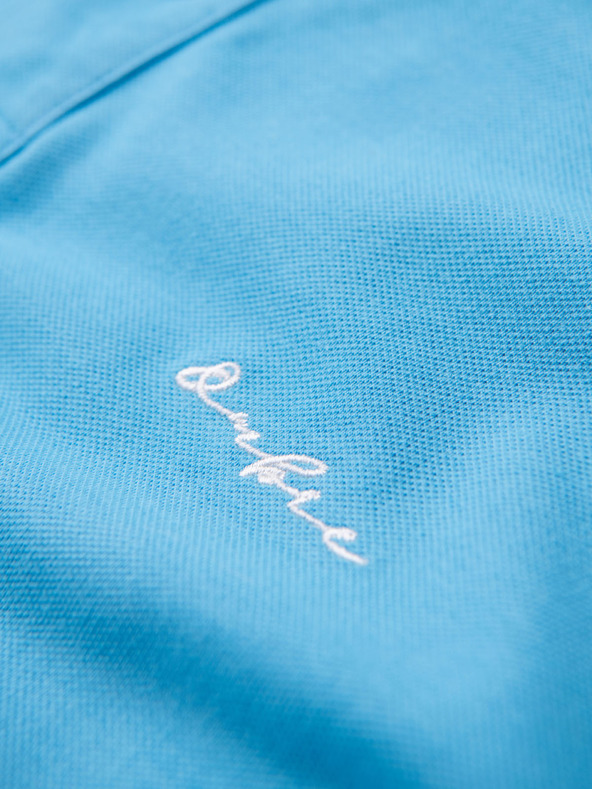 Ombre Clothing Bavlnená polokošeľa z piké úpletu - svetlomodrá