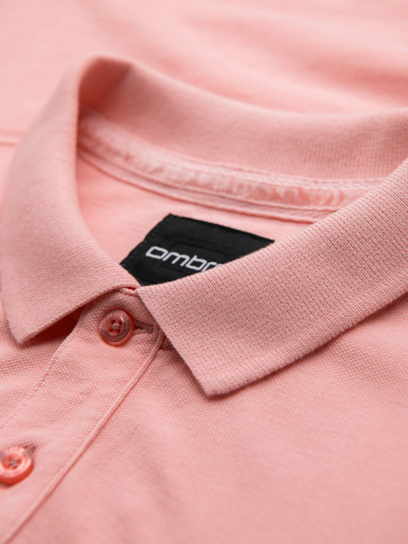 Ombre Clothing Bavlnená polokošeľa z piké úpletu - ružová