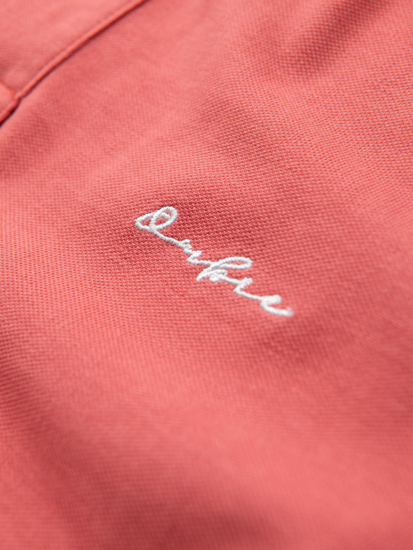 Ombre Clothing Bavlnená polokošeľa z piké úpletu - koralová