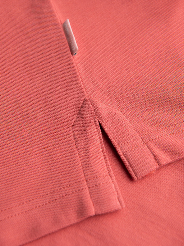 Ombre Clothing Bavlnená polokošeľa z piké úpletu - koralová