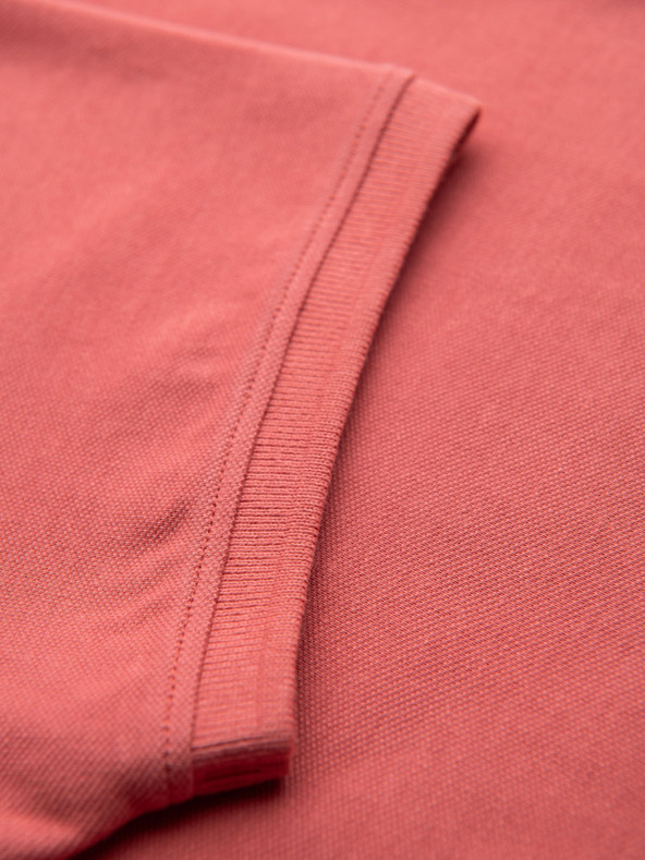 Ombre Clothing Bavlnená polokošeľa z piké úpletu - koralová