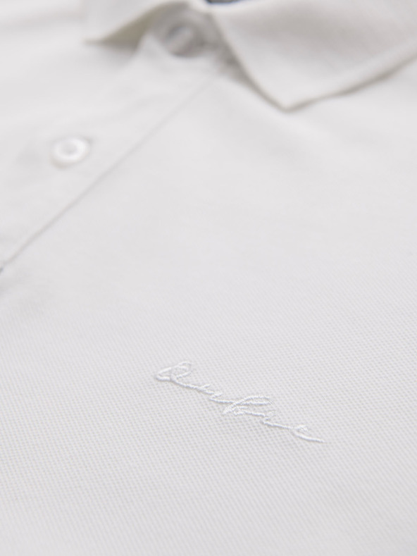 Ombre Clothing Bavlnená polokošeľa z piké úpletu - krémová