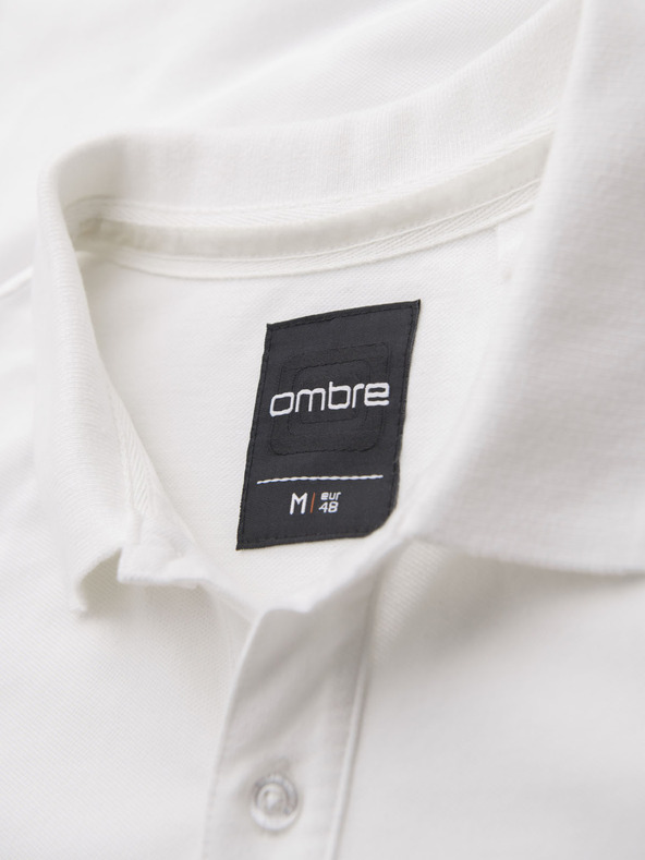 Ombre Clothing Bavlnená polokošeľa z piké úpletu - krémová