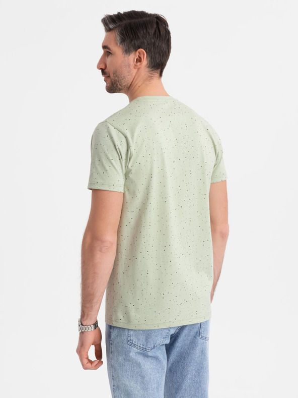 Ombre Clothing Pánske bavlnené tričko s potlačou a okrúhlym výstrihom - mätové