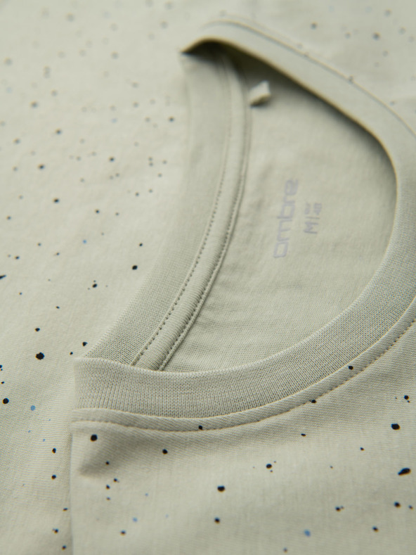 Ombre Clothing Pánske bavlnené tričko s potlačou a okrúhlym výstrihom - mätové
