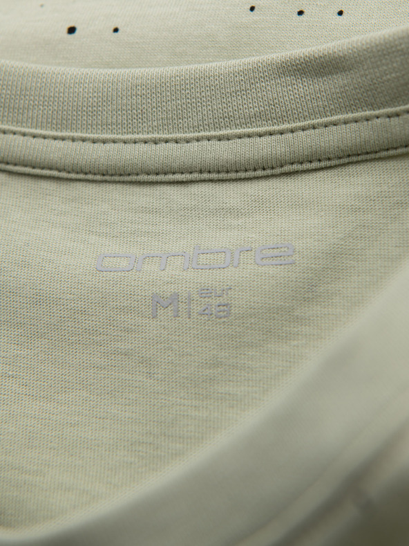 Ombre Clothing Pánske bavlnené tričko s potlačou a okrúhlym výstrihom - mätové