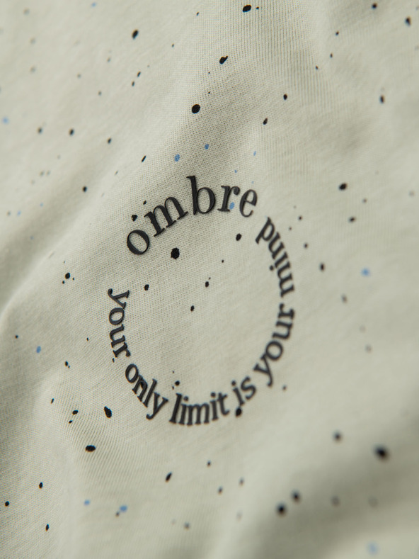 Ombre Clothing Pánske bavlnené tričko s potlačou a okrúhlym výstrihom - mätové