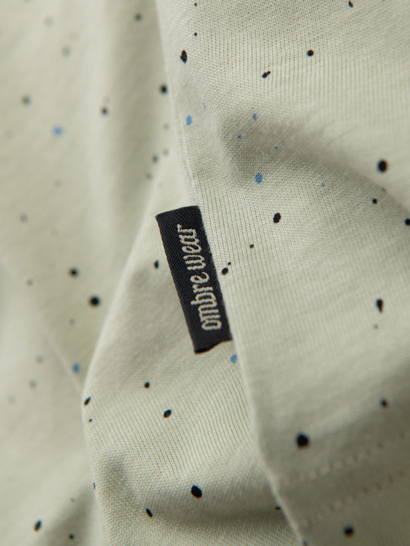 Ombre Clothing Pánske bavlnené tričko s potlačou a okrúhlym výstrihom - mätové