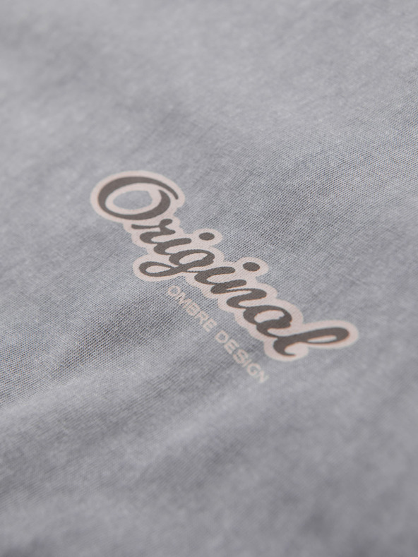 Ombre Clothing Bavlnené tričko s potlačou na hrudi a chrbte - sivé