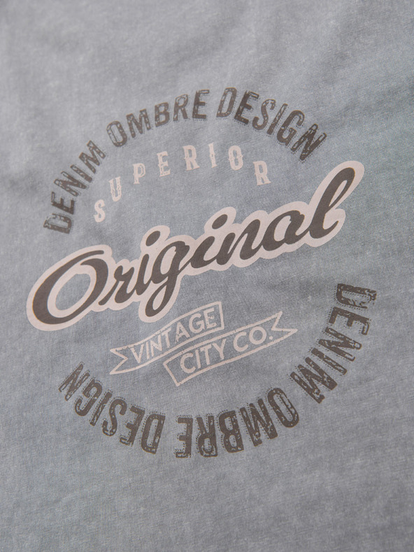 Ombre Clothing Bavlnené tričko s potlačou na hrudi a chrbte - sivé