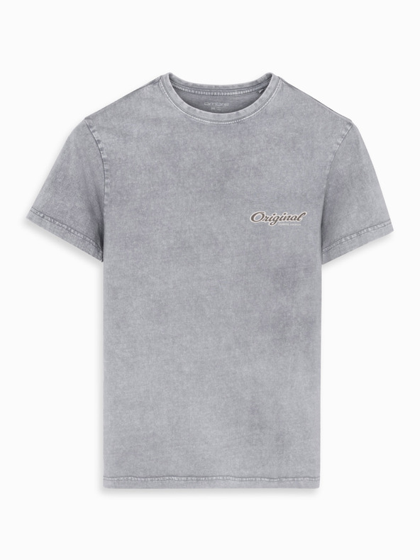 Ombre Clothing Bavlnené tričko s potlačou na hrudi a chrbte - sivé
