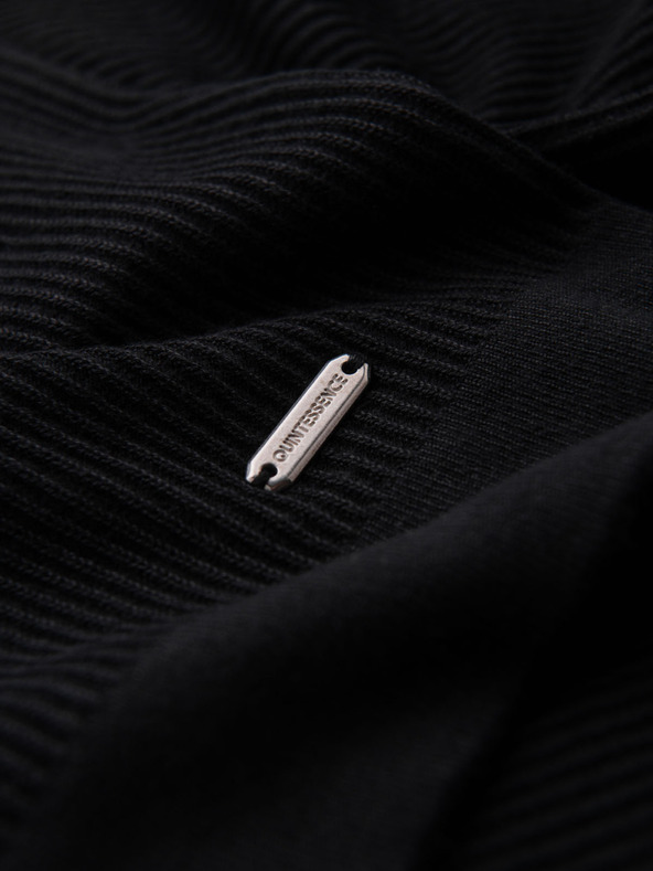 Ombre Clothing Pánske pletené tričko s gombíkmi pri výstrihu - čierne