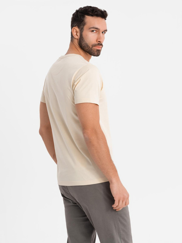 Ombre Clothing Pánske bavlnené tričko s potlačou vrecka - tyrkysové