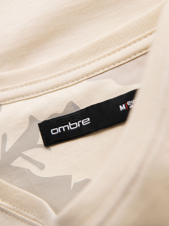 Ombre Clothing Pánske bavlnené tričko s potlačou vrecka - tyrkysové