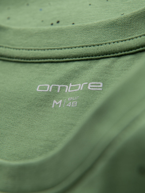 Ombre Clothing Pánske bavlnené tričko s potlačou a okrúhlym výstrihom - zelené