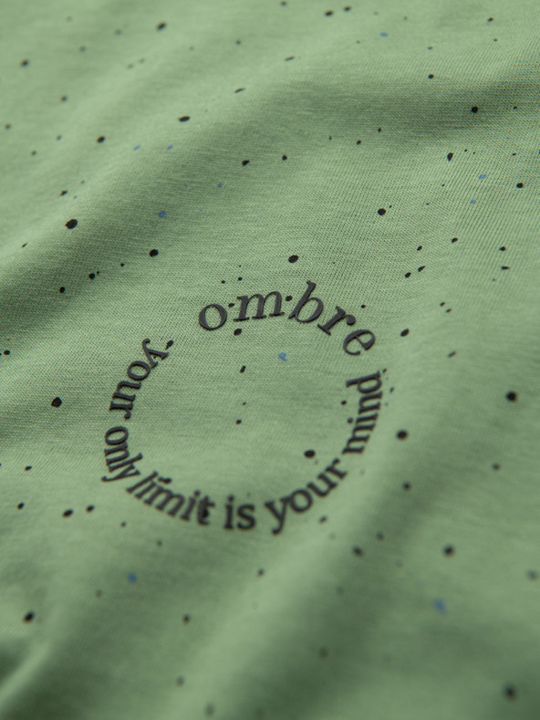 Ombre Clothing Pánske bavlnené tričko s potlačou a okrúhlym výstrihom - zelené