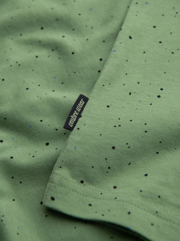 Ombre Clothing Pánske bavlnené tričko s potlačou a okrúhlym výstrihom - zelené