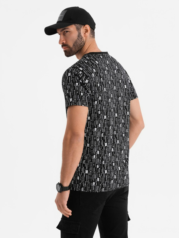 Ombre Clothing Bavlnené tričko s potlačou a okrúhlym výstrihom - čierne
