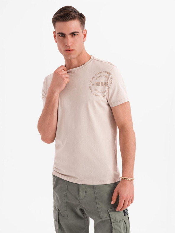 Ombre Clothing Bavlnené tričko s potlačou a okrúhlym výstrihom - čierne