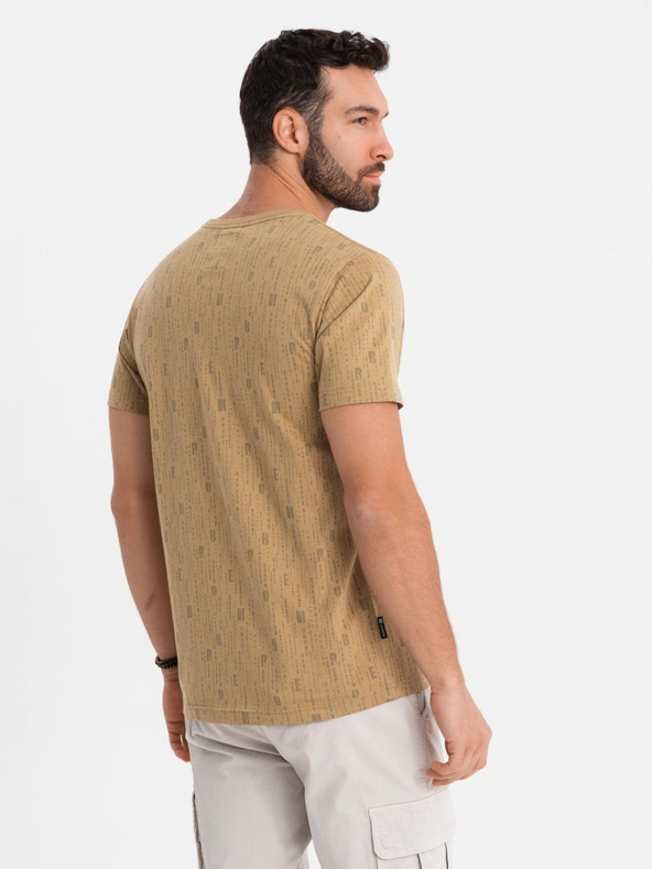 Ombre Clothing Bavlnené tričko s potlačou a okrúhlym výstrihom - tmavo olivovo zelené