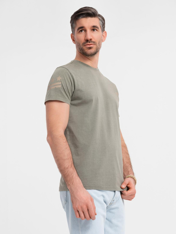 Ombre Clothing Bavlnené tričko s potlačou a okrúhlym výstrihom - čierne