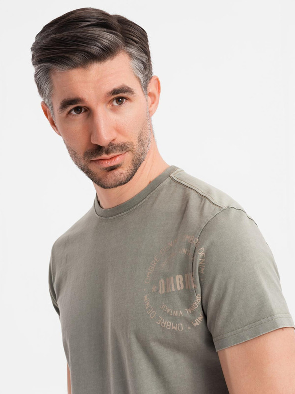 Ombre Clothing Bavlnené tričko s potlačou a okrúhlym výstrihom - čierne