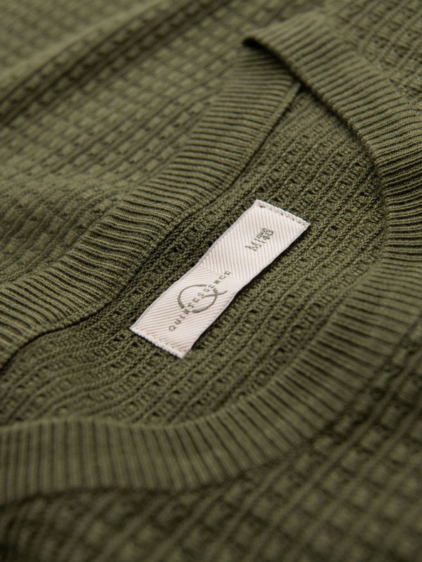 Ombre Clothing Pánske štruktúrované pletené tričko - olivové