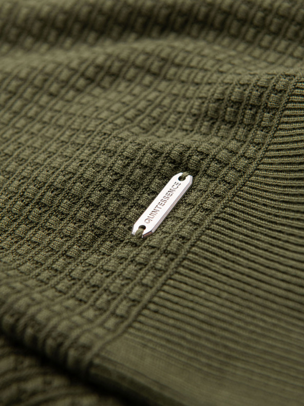Ombre Clothing Pánske štruktúrované pletené tričko - olivové