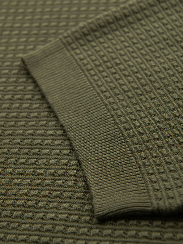 Ombre Clothing Pánske štruktúrované pletené tričko - olivové