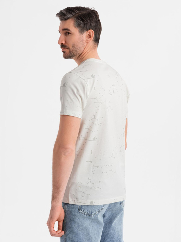 Ombre Clothing Pánske tričko s potlačou a okrúhlym výstrihom - biele