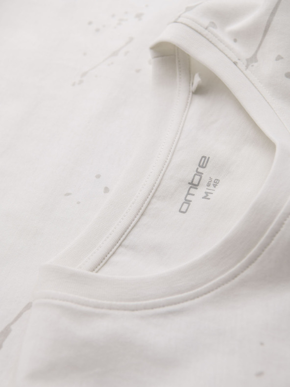 Ombre Clothing Pánske tričko s potlačou a okrúhlym výstrihom - biele