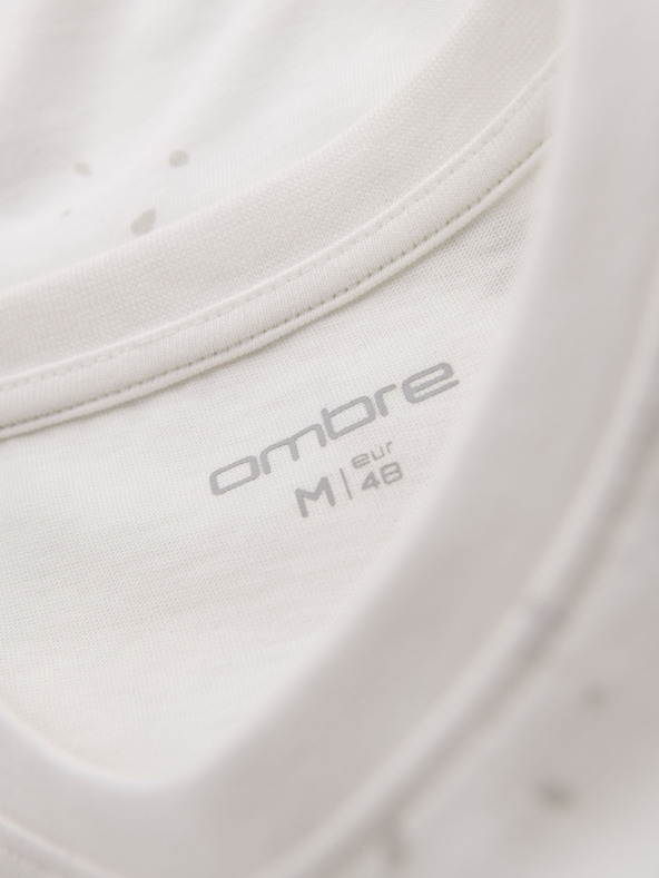 Ombre Clothing Pánske tričko s potlačou a okrúhlym výstrihom - biele