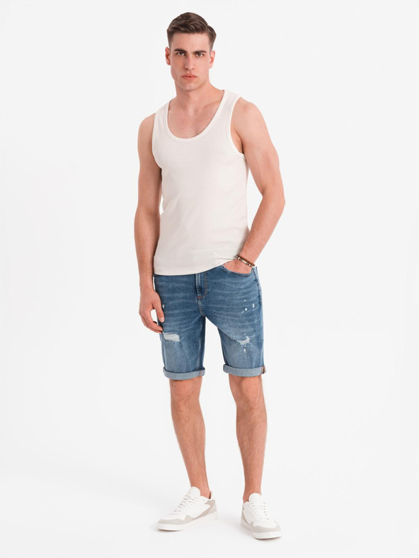 Ombre Clothing Pánske bavlnené basic tričko - biele