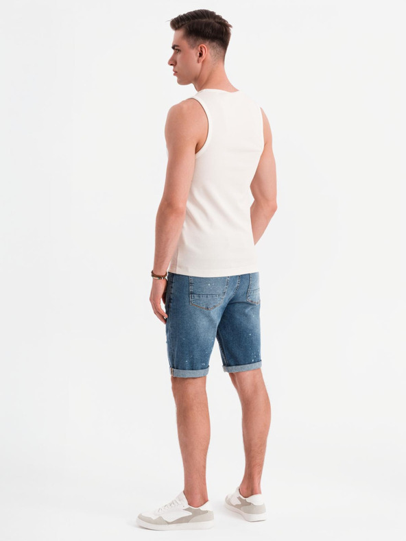 Ombre Clothing Pánske bavlnené basic tričko - biele