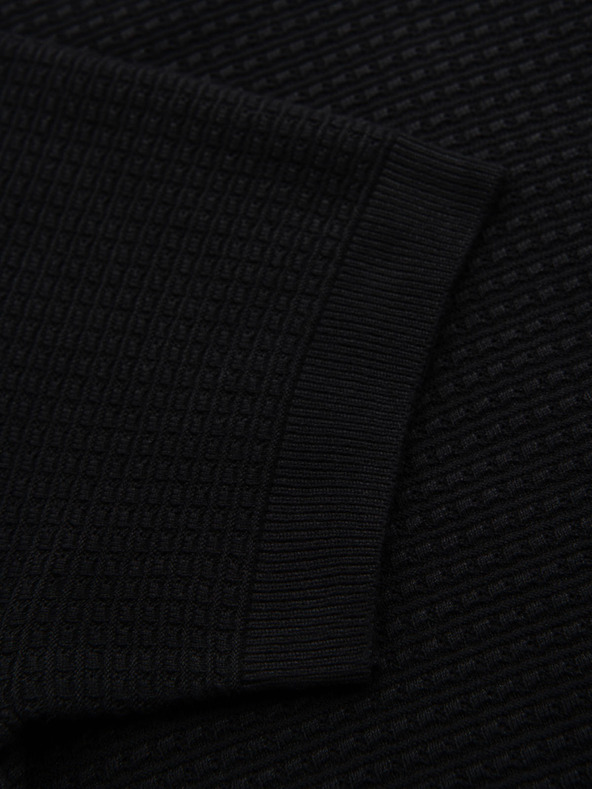 Ombre Clothing Pánske štruktúrované pletené tričko - čierne