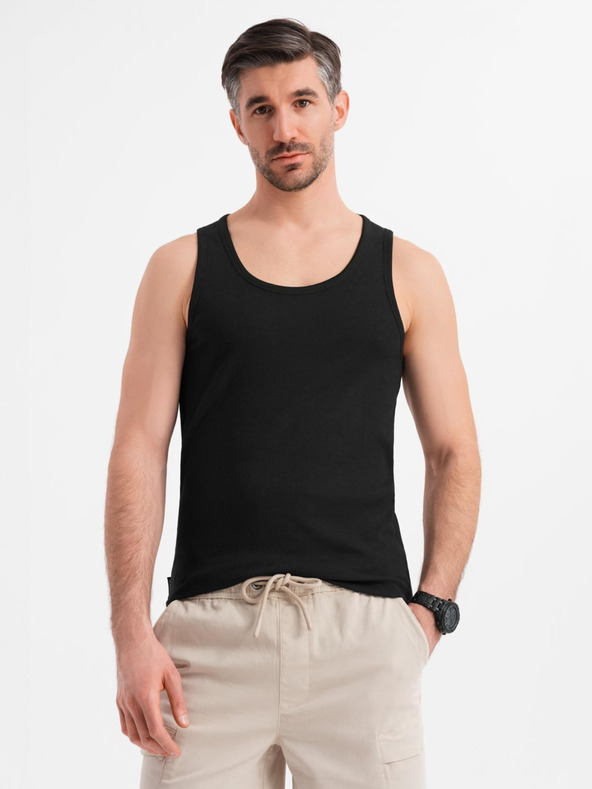 Ombre Clothing Pánske bavlnené basic tričko - čierne