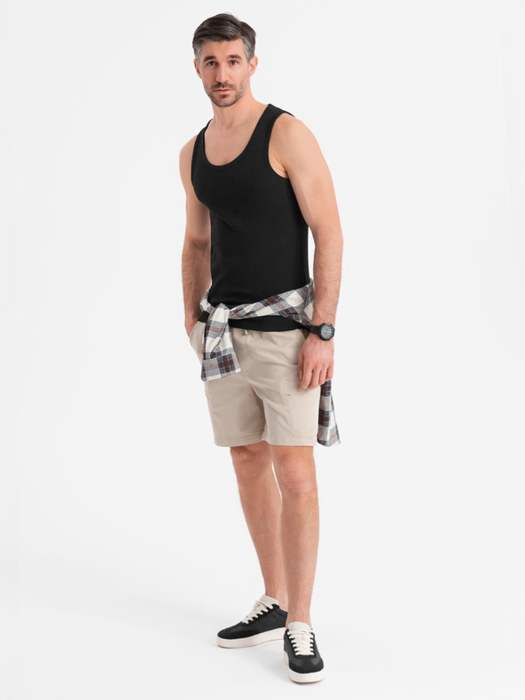 Ombre Clothing Pánske bavlnené basic tričko - čierne